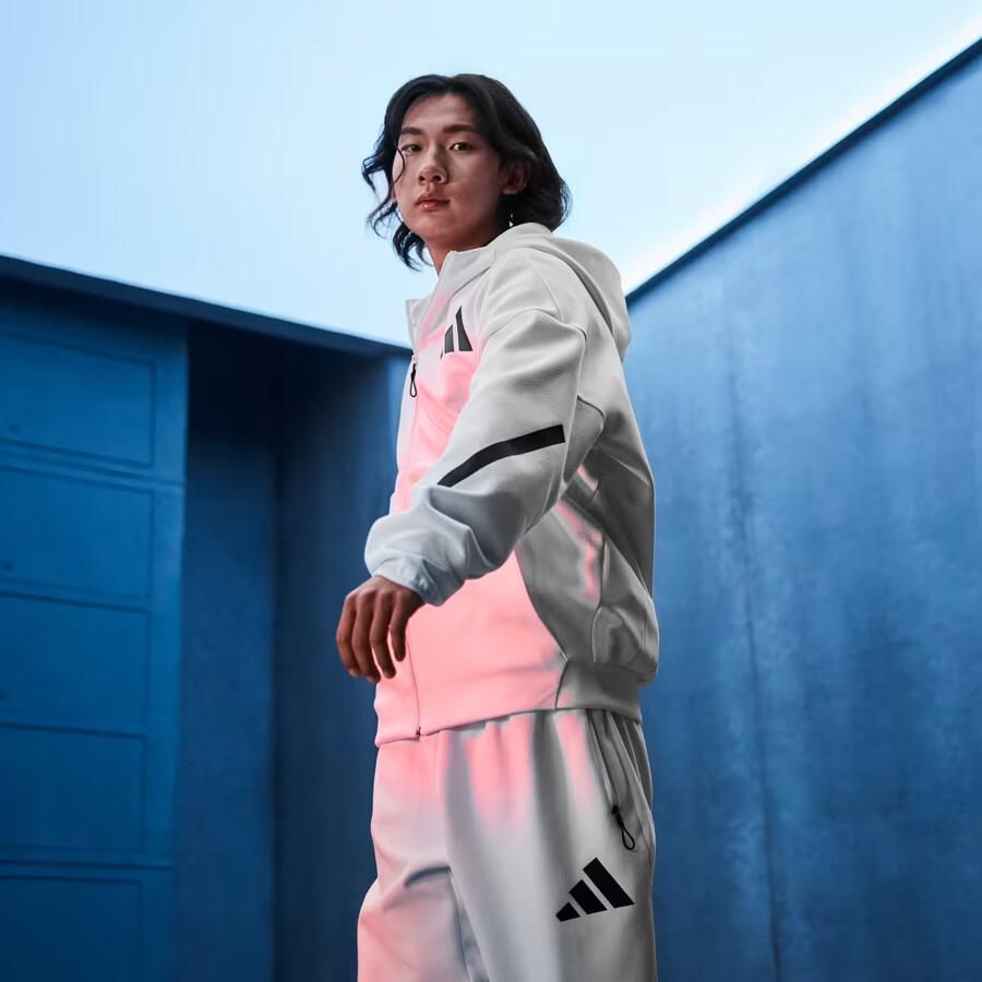 Adidas Hooded Track Jacket met volledige rits Wit White Heren - Foto 4