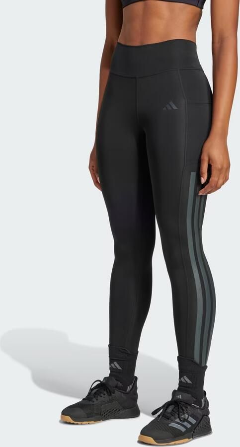 Adidas Optime 3-Stripes Lange Legging Zwart- Dames Zwart - Foto 6