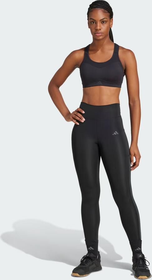 Adidas Optime 3-Stripes Lange Legging Zwart- Dames Zwart - Foto 4