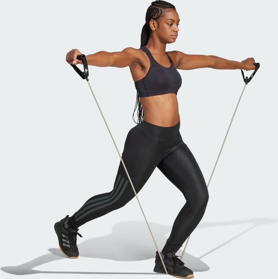 Adidas Optime 3-Stripes Lange Legging Zwart- Dames Zwart - Foto 2