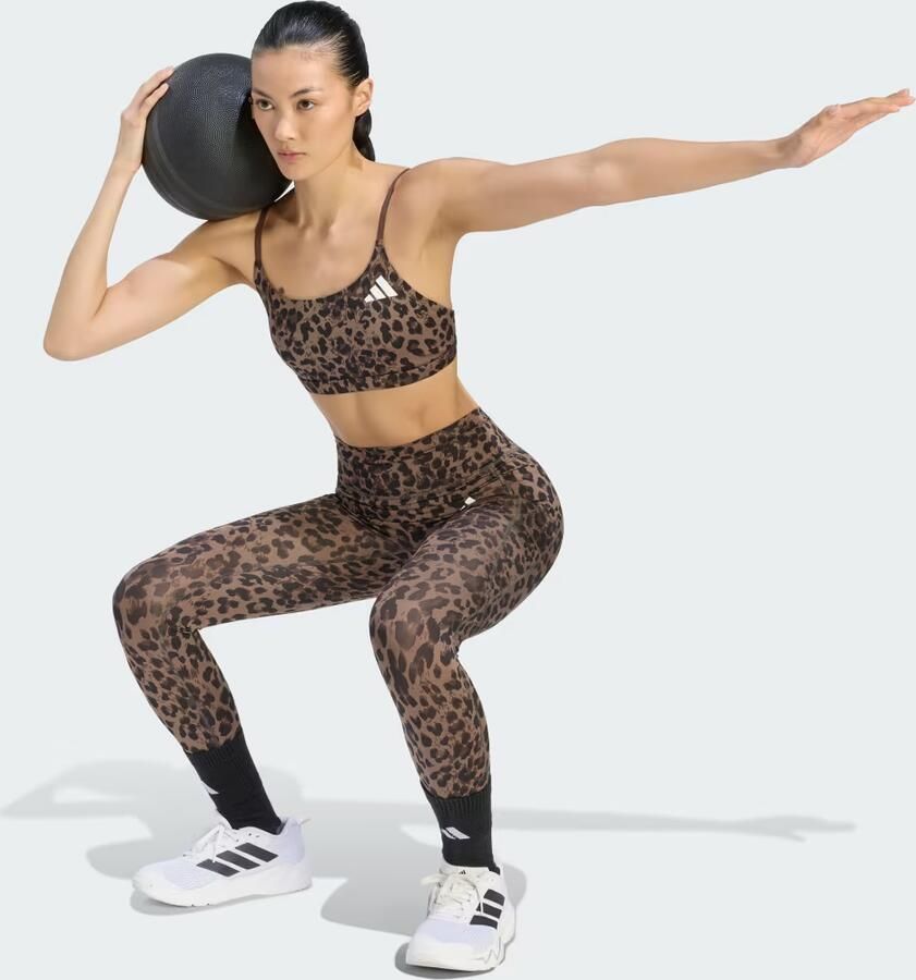 Adidas Optime Essentials 3-Stripes Leopard sportbeha met lichte ondersteuning - Foto 2
