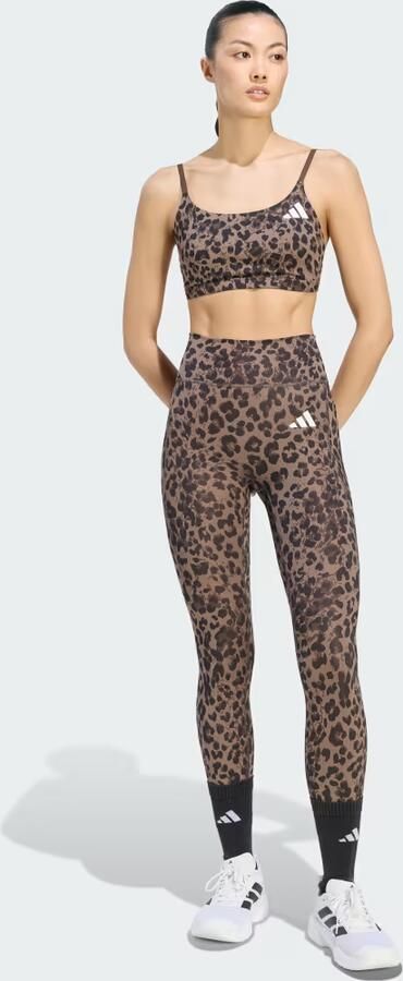 Adidas Optime Essentials 3-Stripes Leopard sportbeha met lichte ondersteuning - Foto 5