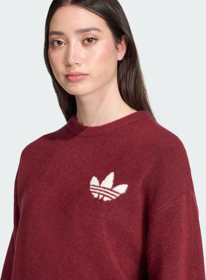 Adidas Originals Trefoil Knit Crew Sweatshirt Rood- Dames Rood - Foto 4