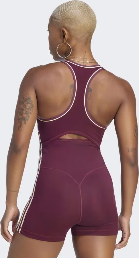 Adidas Training Slim fit sport-jumpsuit met contraststrepen
