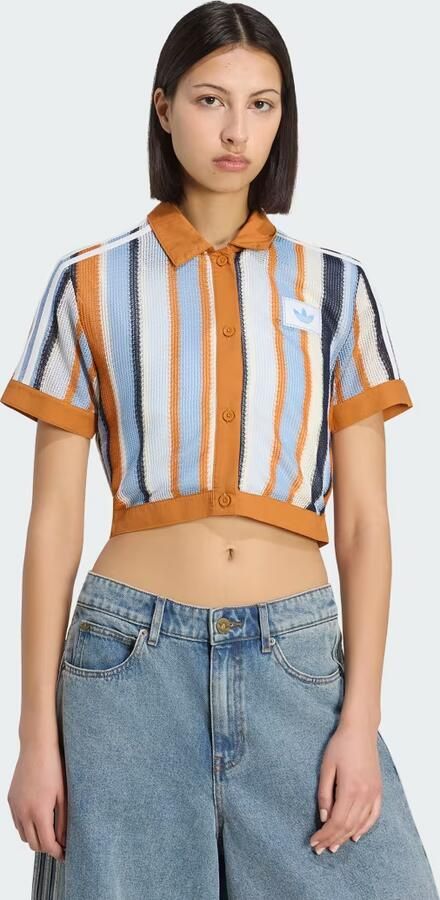 Adidas Originals Crochet Crop Polo Shirt Oranje- Dames Oranje - Foto 2
