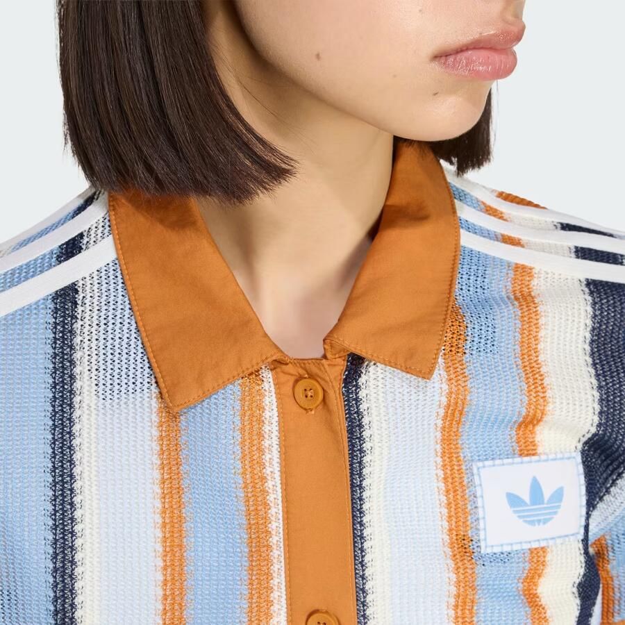Adidas Originals Crochet Crop Polo Shirt Oranje- Dames Oranje - Foto 3