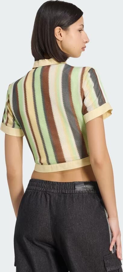 Adidas Originals Crochet Crop Polo Shirt Geel- Dames Geel - Foto 7