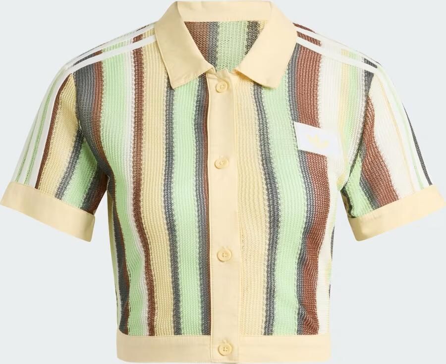 Adidas Originals Crochet Crop Polo Shirt Geel- Dames Geel - Foto 5
