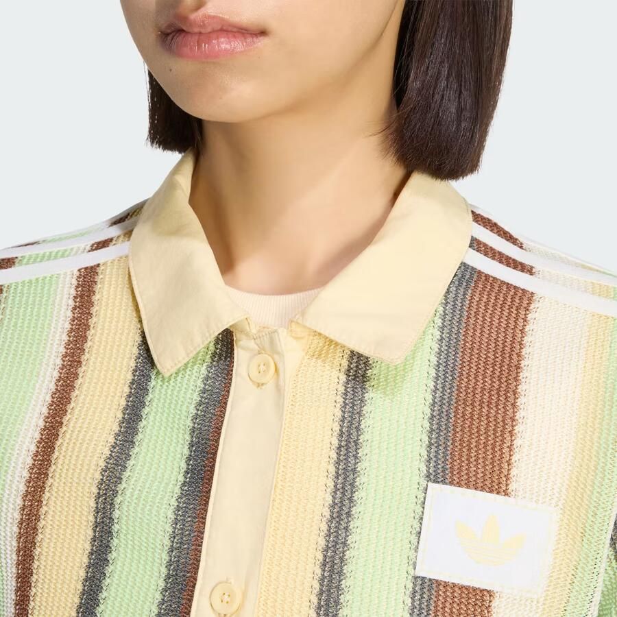 Adidas Originals Crochet Crop Polo Shirt Geel- Dames Geel
