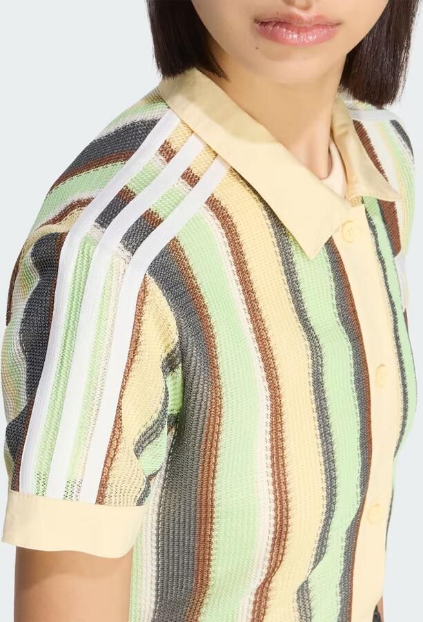 Adidas Originals Crochet Crop Polo Shirt Geel- Dames Geel - Foto 6