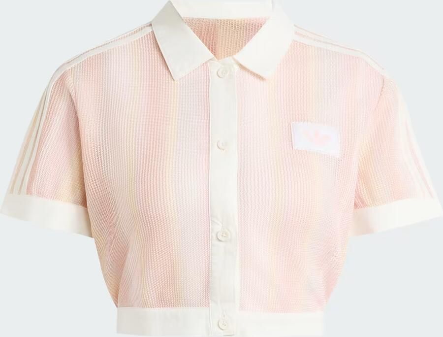Adidas Originals Crochet Crop Polo Shirt Roze- Dames Roze - Foto 5