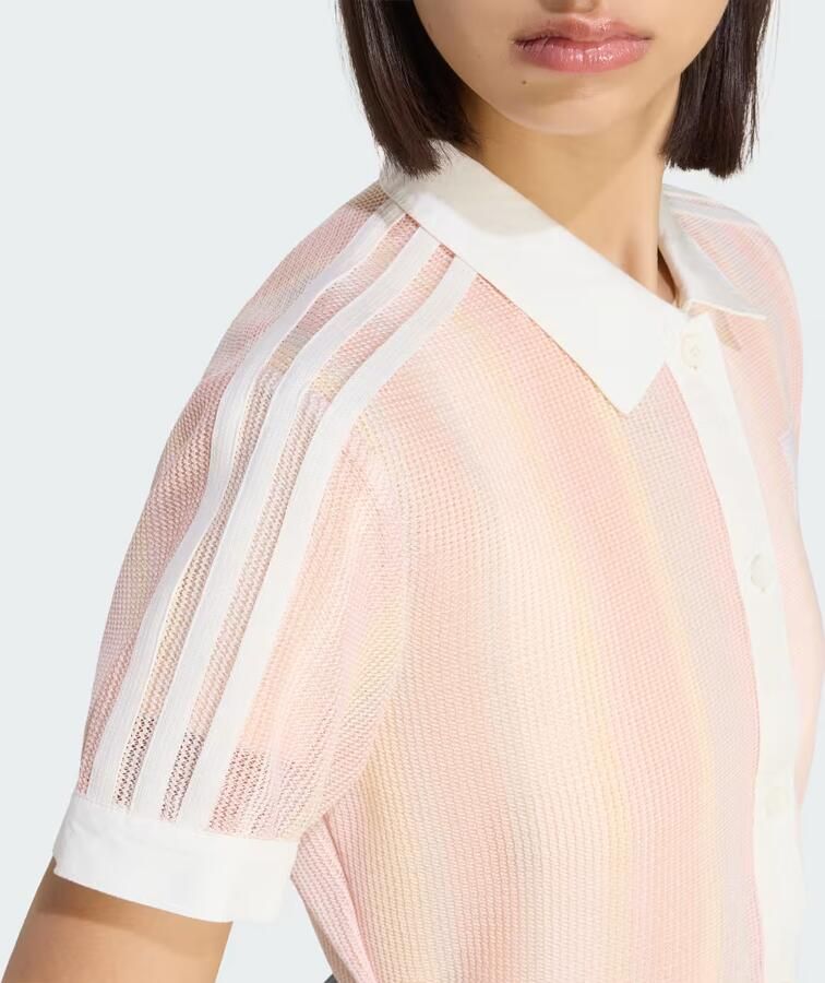 Adidas Originals Crochet Crop Polo Shirt Roze- Dames Roze - Foto 4