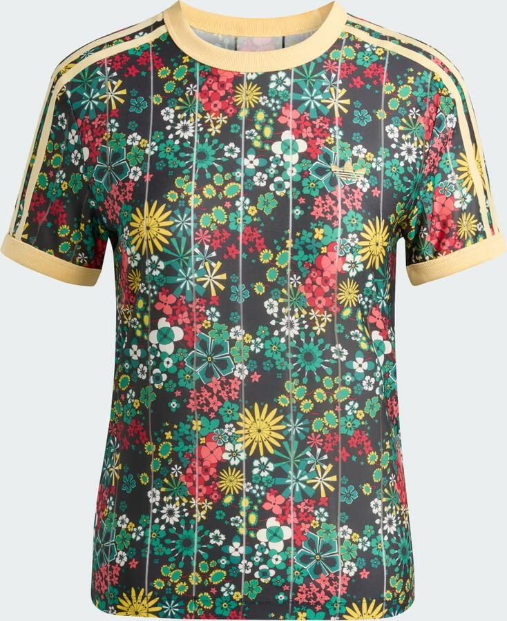 Adidas Originals Liberty All Over Print Slim T-Shirt Zwart- Dames Zwart - Foto 2
