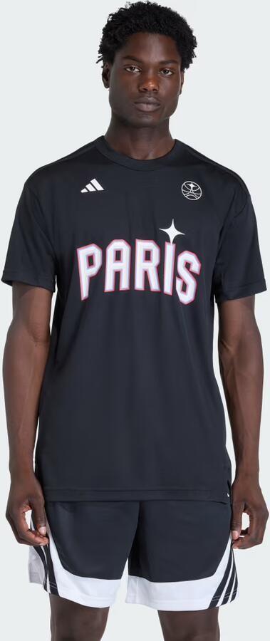 Adidas PARIS BASKETBALL WARM-UP SHIRT MET KORTE MOUWEN MANNEN