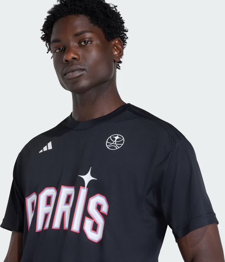 Adidas PARIS BASKETBALL WARM-UP SHIRT MET KORTE MOUWEN MANNEN - Foto 3