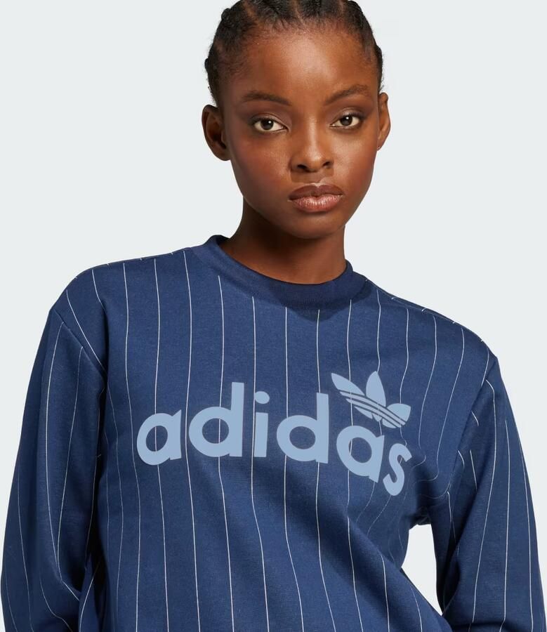 Adidas Originals Pinstripe Graphic Sweatshirt Blauw- Dames Blauw