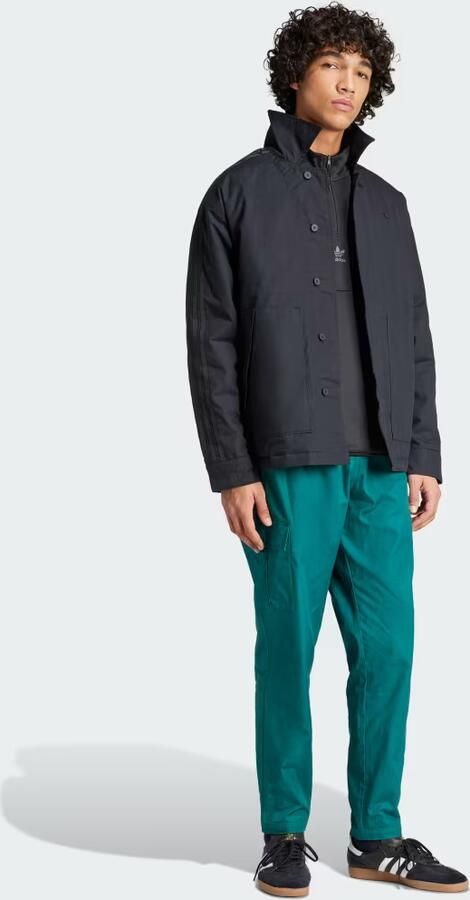 Adidas Originals Zwarte jas met geribbelde kraag en knoopsluiting Black Heren - Foto 6