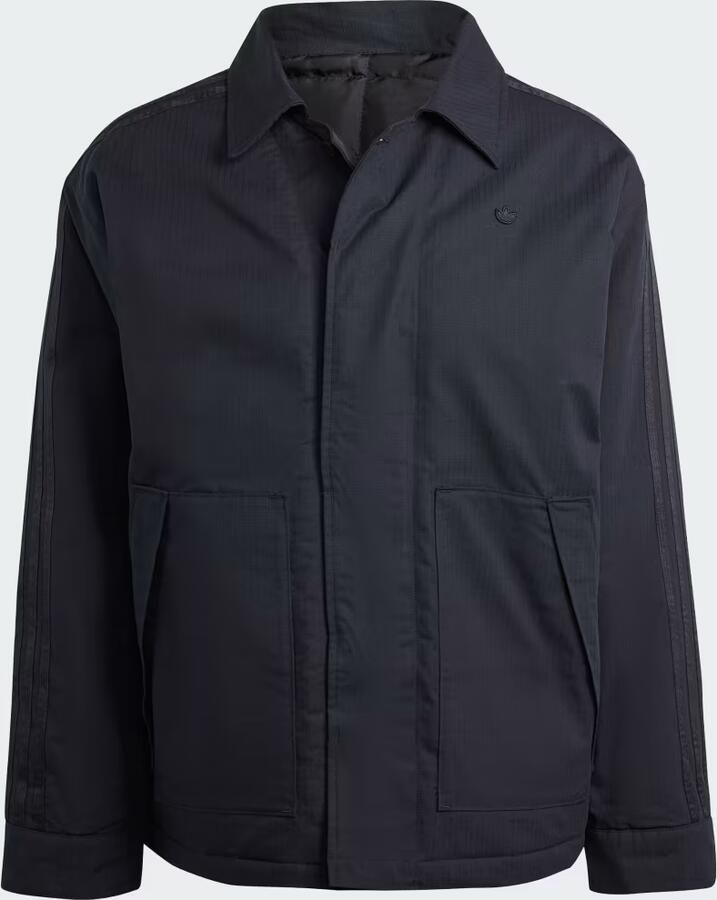 Adidas Originals Zwarte jas met geribbelde kraag en knoopsluiting Black Heren - Foto 3