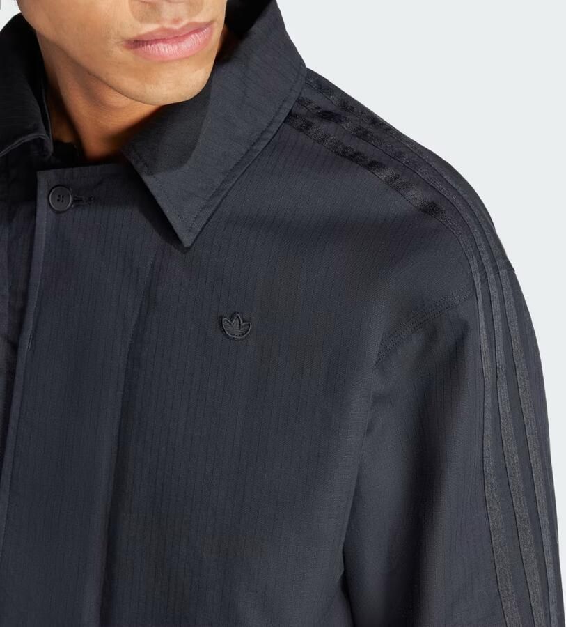 Adidas Originals Zwarte jas met geribbelde kraag en knoopsluiting Black Heren - Foto 2