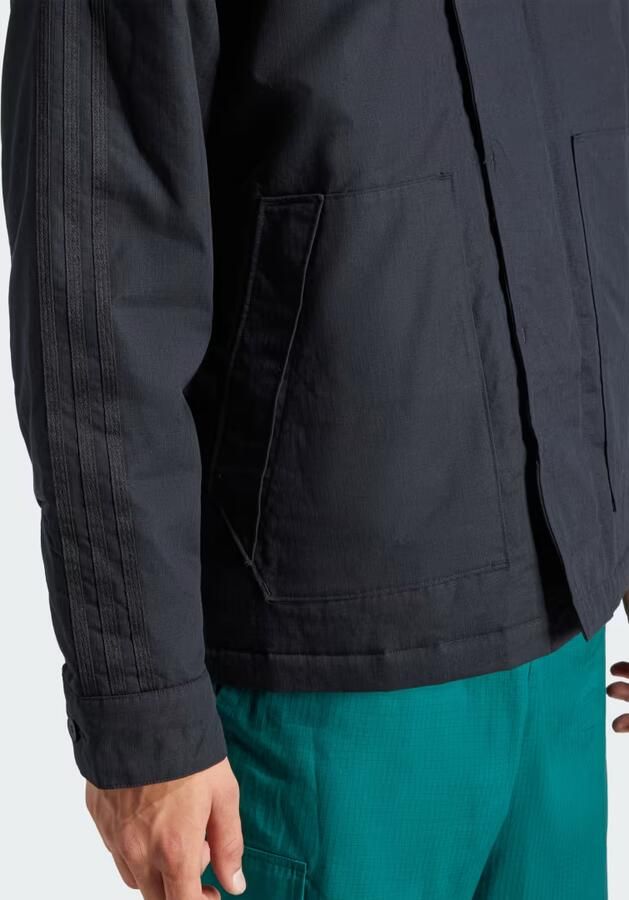 Adidas Originals Zwarte jas met geribbelde kraag en knoopsluiting Black Heren - Foto 4