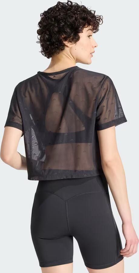 Adidas Training Kort fit sport t-shirt van mesh met mouwboordjes met logo stitchings - Foto 6