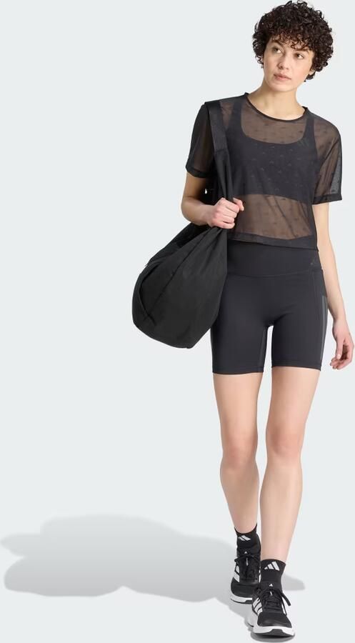 Adidas Training Kort fit sport t-shirt van mesh met mouwboordjes met logo stitchings - Foto 5
