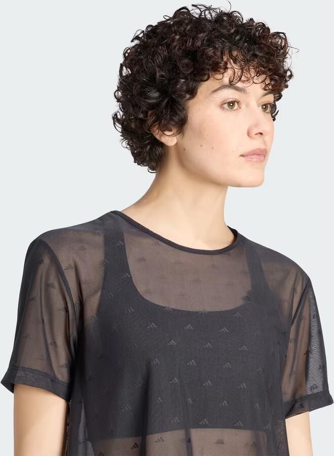 Adidas Training Kort fit sport t-shirt van mesh met mouwboordjes met logo stitchings - Foto 3