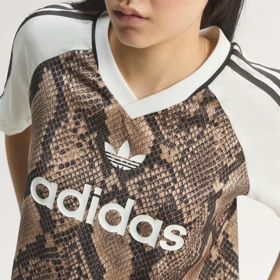 Adidas Originals Snake Satin Football T-Shirt Beige- Dames Beige - Foto 2
