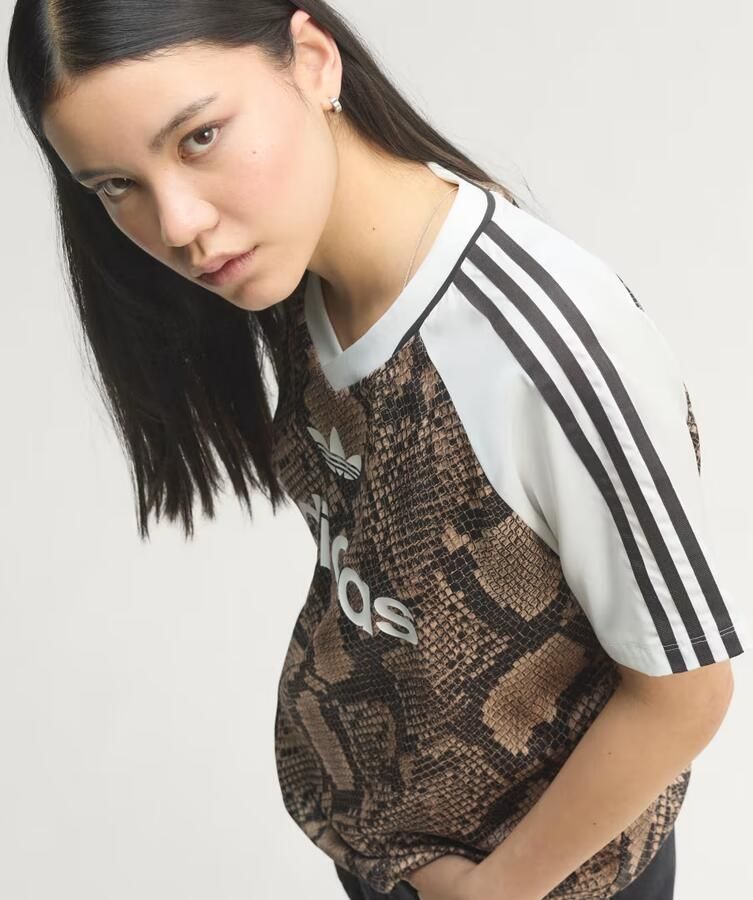 Adidas Originals Snake Satin Football T-Shirt Beige- Dames Beige - Foto 6