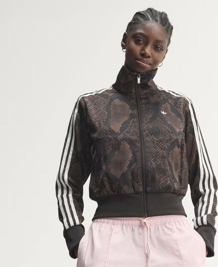 Adidas Originals Satin Snake Print Firebird Track Top Bruin- Dames Bruin