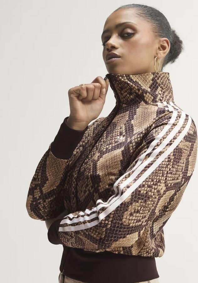 Adidas Originals Satin Snake Print Firebird Track Top Beige- Dames Beige - Foto 2