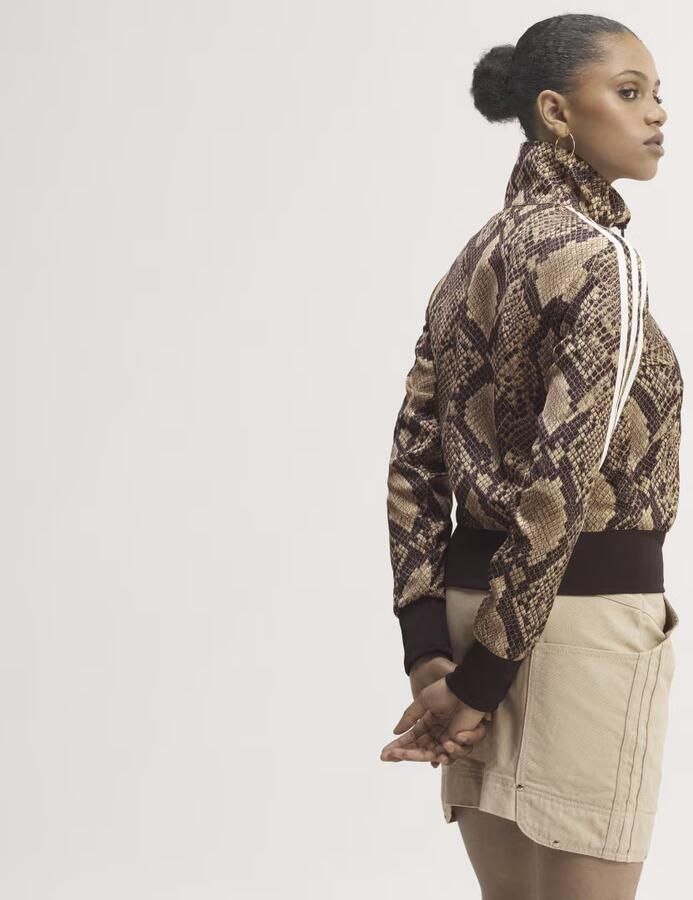 Adidas Originals Satin Snake Print Firebird Track Top Beige- Dames Beige - Foto 6