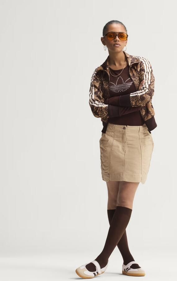 Adidas Originals Satin Snake Print Firebird Track Top Beige- Dames Beige - Foto 7