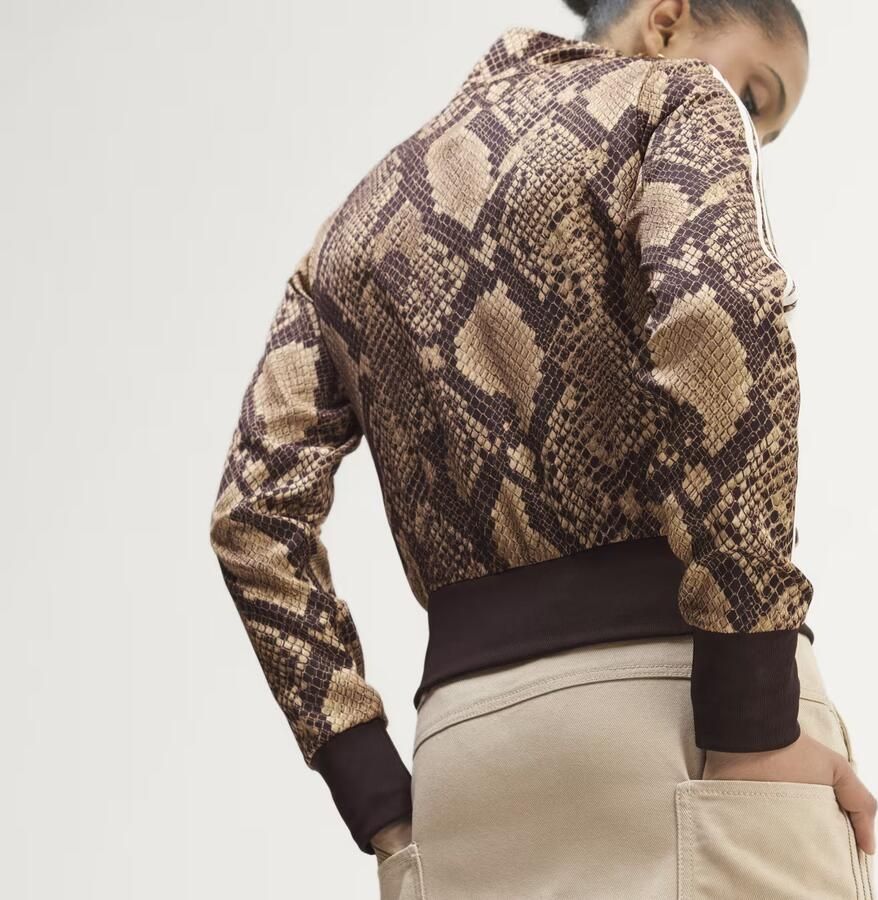 Adidas Originals Satin Snake Print Firebird Track Top Beige- Dames Beige - Foto 4