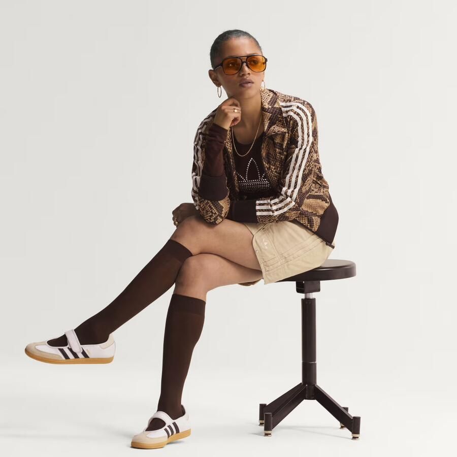 Adidas Originals Satin Snake Print Firebird Track Top Beige- Dames Beige - Foto 3