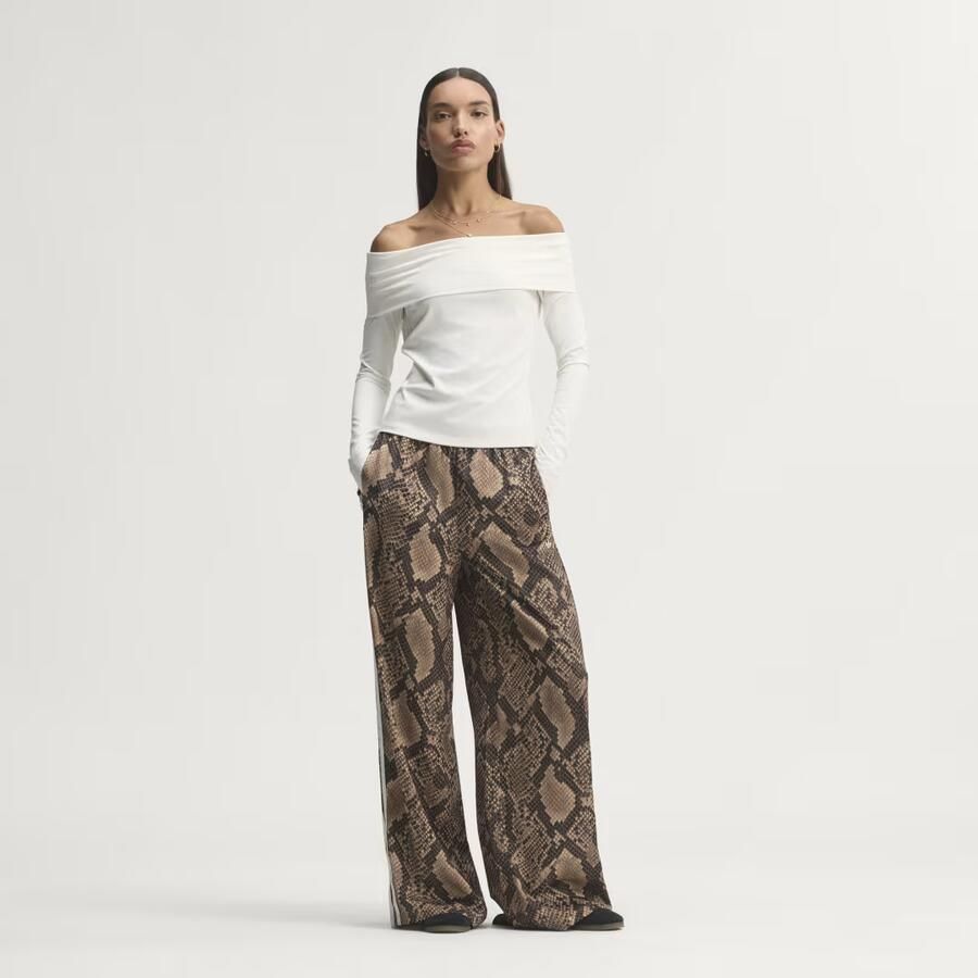 Adidas Originals Satin Snake Print Firebird Track Pants Beige- Dames Beige
