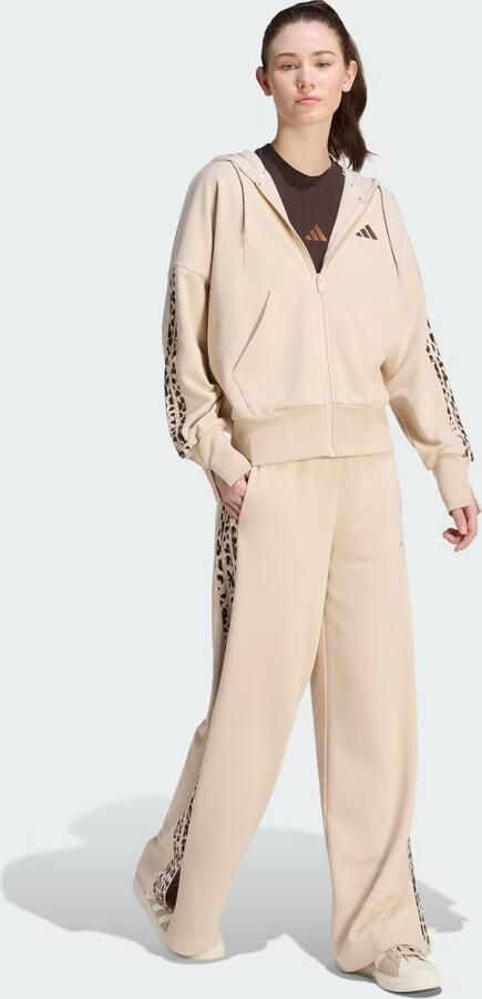 Adidas Seasonal Essentials 3-Stripes Capuchonjack met Lange Ritssluiting en Dierenprint - Foto 5