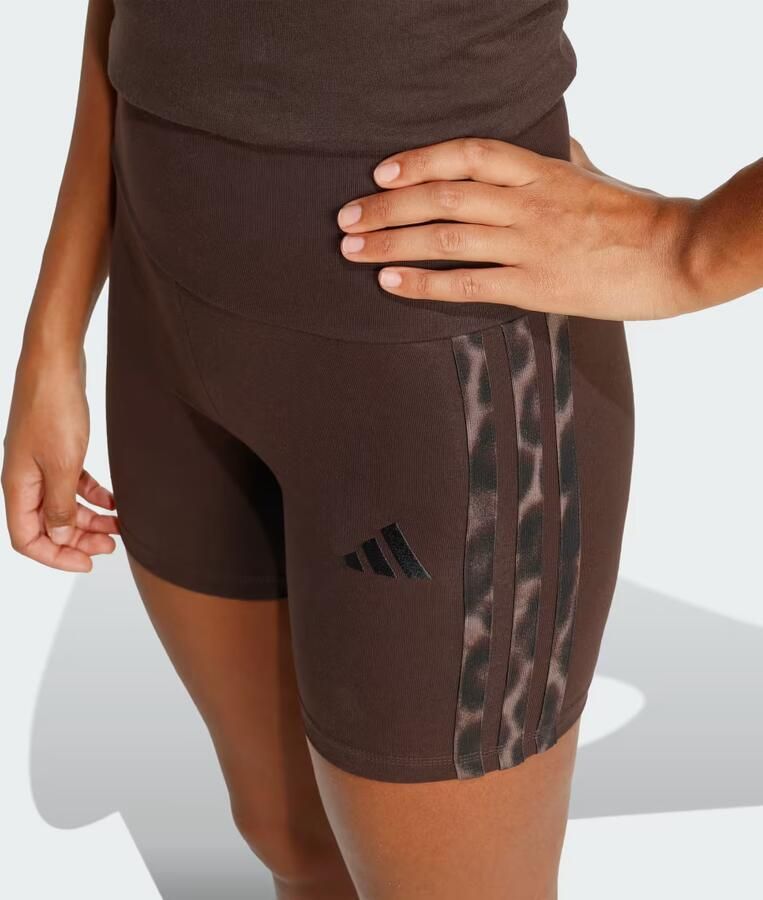Adidas Seasonal Essentials Bikershort met 3-Stripes en Luipaardprint - Foto 4