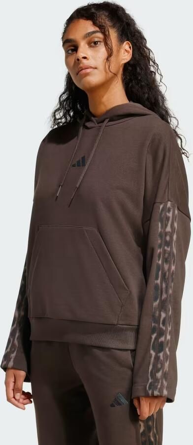 Adidas Seasonal Essentials French Terry Hoodie met 3-Stripes en Luipaardprint