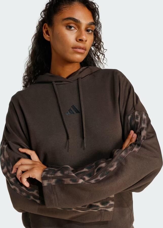 Adidas Seasonal Essentials French Terry Hoodie met 3-Stripes en Luipaardprint - Foto 4