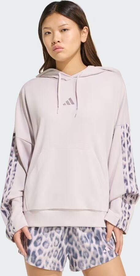 Adidas Seasonal Essentials French Terry Hoodie met 3-Stripes en Luipaardprint