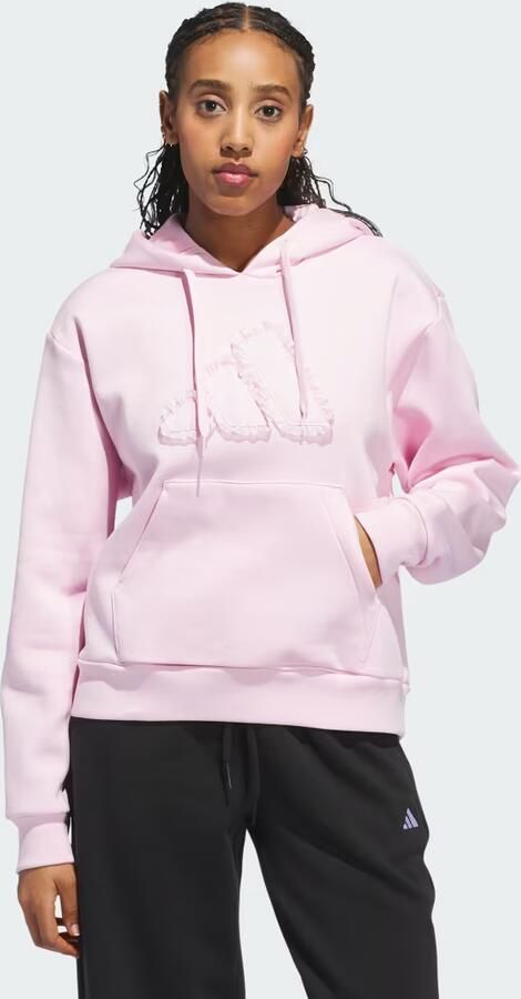 Adidas Seasonal Essentials Ruffled Big Logo Graphic Hoodie