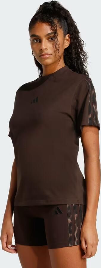 Adidas Seasonal Essentials T-shirt met 3-Stripes en Luipaardprint