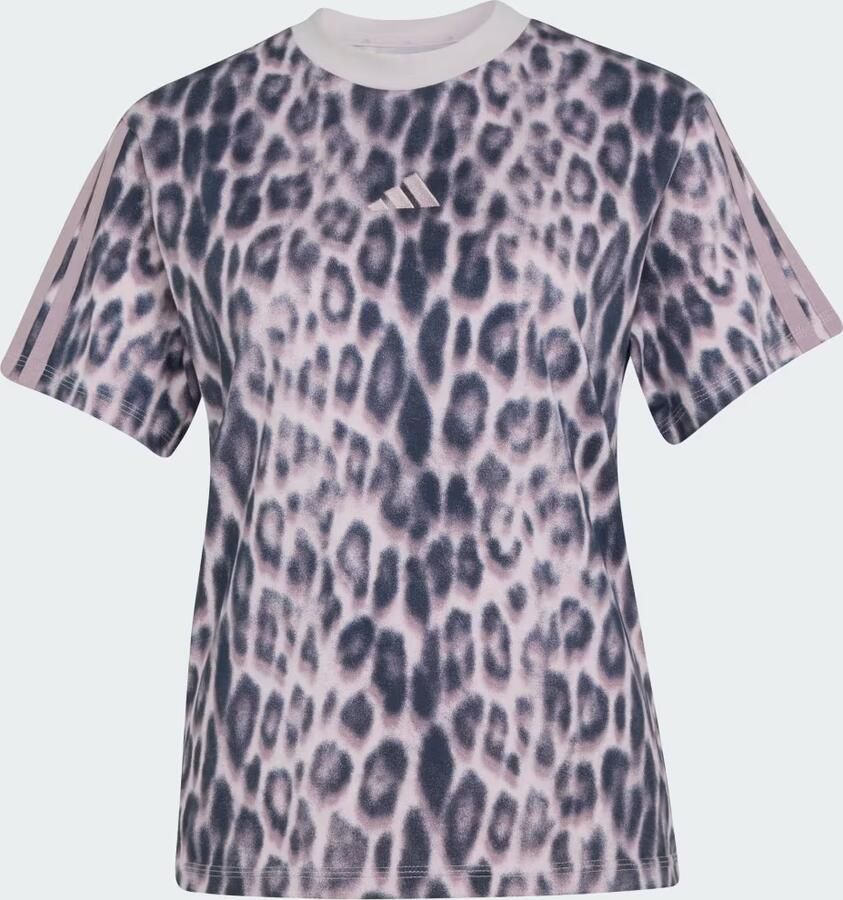 Adidas Seasonal Essentials T-shirt met 3-Stripes en Luipaardprint - Foto 3