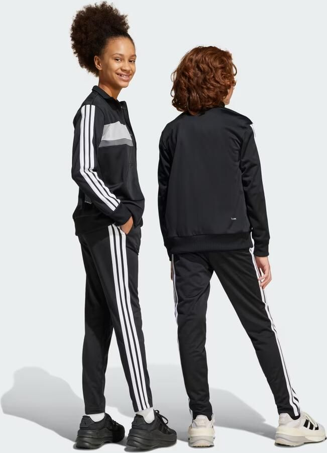 Adidas Seasonal Essentials Tiberio 3-Stripes Tricot Trainingspak Kids Zwart Kind Zwart