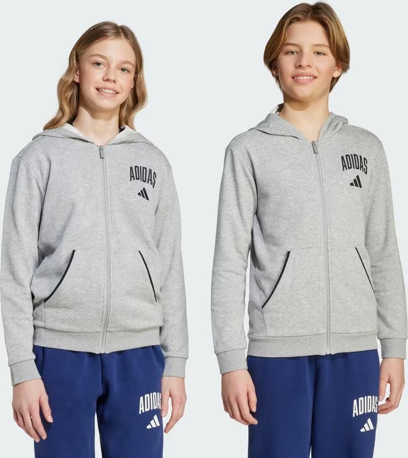 Adidas Seasonals Essentials Collegiate Typography Hoodie met Lange Ritssluiting Kids