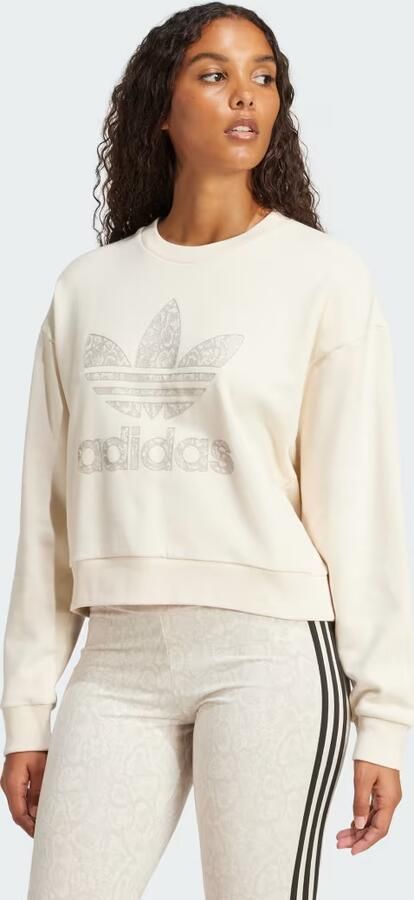 Adidas Originals Snake Infill Crew Sweatshirt White- Dames White