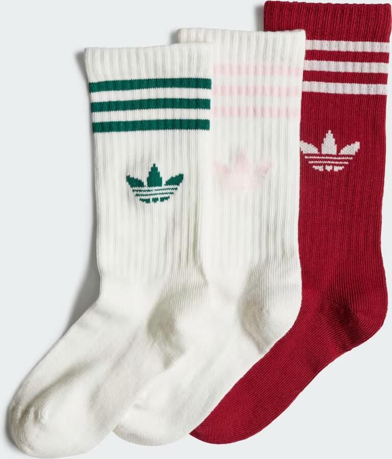 Adidas Originals Adicolor 3 Streifen Crew Sokken (3 Pack) Lang Kleding collegiate brgndy off wht sprng yllw maat: 19-21 beschikbare maaten:19-21