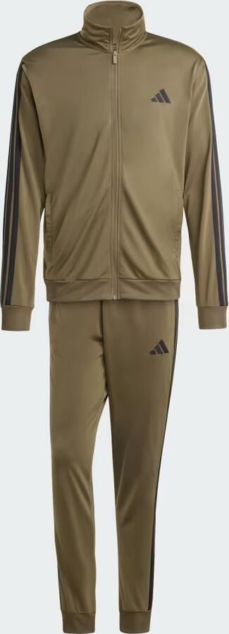 Adidas Sportswear Basic 3-Stripes Tricot Trainingspak Groen- Heren Groen - Foto 4