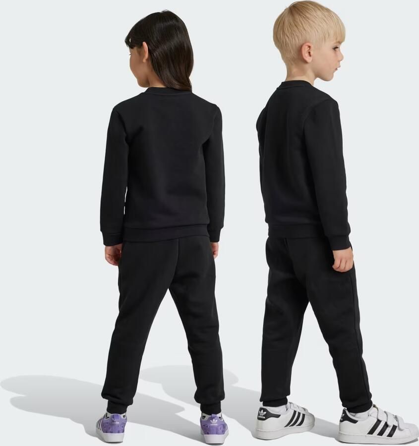 Adidas Originals Trefoil Essential Crew Tracksuit Children Zwart Kind Zwart